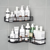 Bathroom Kitchen Room Metal Corner Shelf Organizer With Adhesive Stickers
